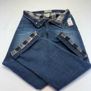 Classic Blue Bootcut Jeans with Plaid Lining by WindRiver NWT Size 6